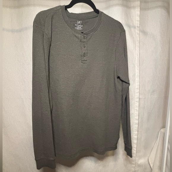 George Forest Green Long Sleeve Waffle Shirt - Picture 1 of 3